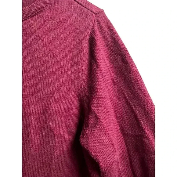 J.Jjill Pure Jill Medium Maroon Cotton/Wool Blend Sweater Front Tie Detail - Picture 6 of 8